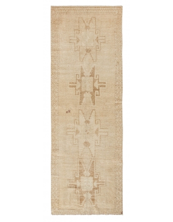 Vintage Washed Out Turkish Runner Rug - 3`11" x 11`4"