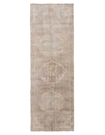 Vintage Wide Faded Turkish Kars Runner  - 4`4