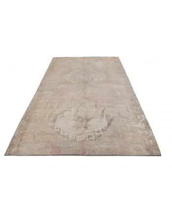 Turkish Vintage Washed Out Kars Wool Rug - 6`3