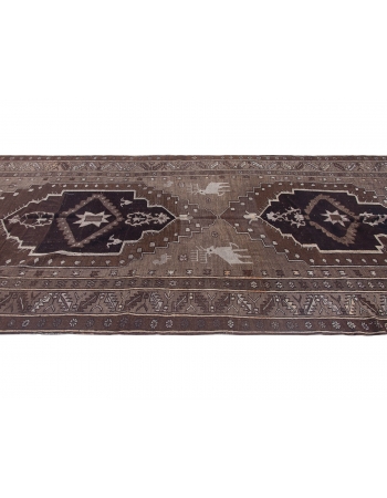 Brown Vintage Turkish Kars Rug With Deer Motif - 6`8