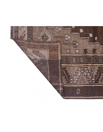 Brown Vintage Turkish Kars Rug With Deer Motif - 6`8