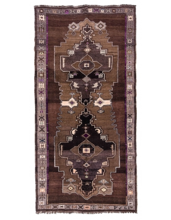 Vintage Decorative Turkish Kars Rug - 4`11" x 11`8"