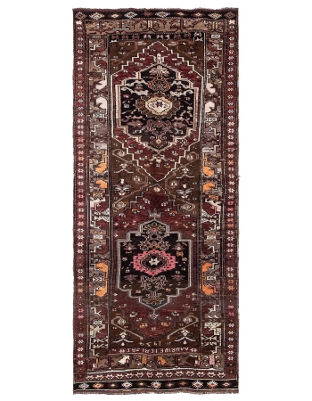 Vintage Turkish Kars Wool Rug - 4`10" x 12`4"