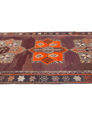 Large Vintage Turkish Kars Kilim Rug - 6`11