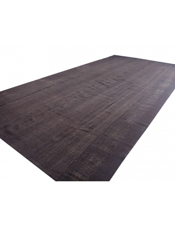 Oversized Dark Brown Turkish Tente Kilim Rug - 10`10