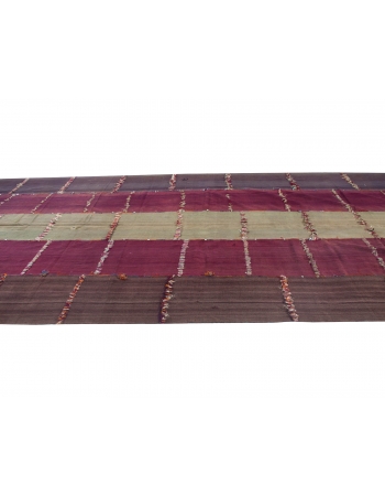 Oversized Unique Vintage Turkish Kilim Rug - 7`4