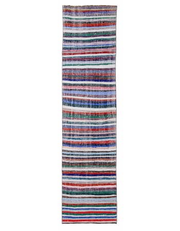 Colorful Vintage Striped Rag Runner - 2`11