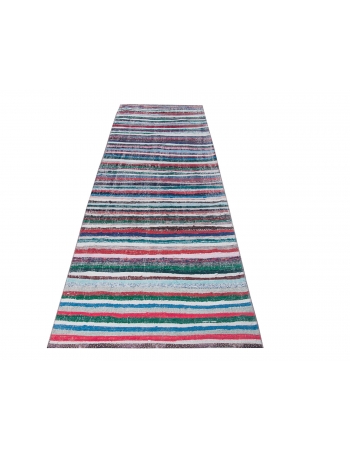 Colorful Vintage Striped Rag Runner - 2`11