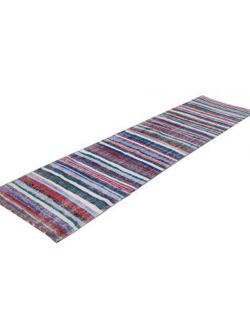 Colorful Vintage Striped Rag Runner - 2`11
