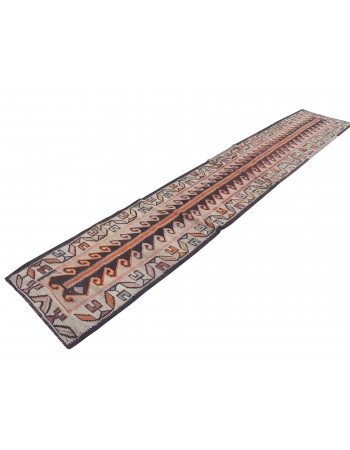 Narrow Vintage Turkish Kilim Runner - 2`0