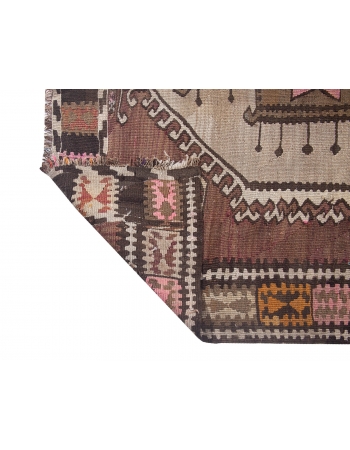 Vintage Turkish Kars Wool Kilim Rug - 4`6