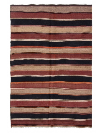 Striped Vintage Kars Kilim Rug - 5`1" x 7`10"
