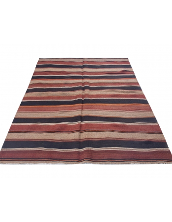 Striped Vintage Kars Kilim Rug - 5`1