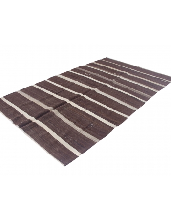 Vintage Brown Striped Kilim Rug - 5`9