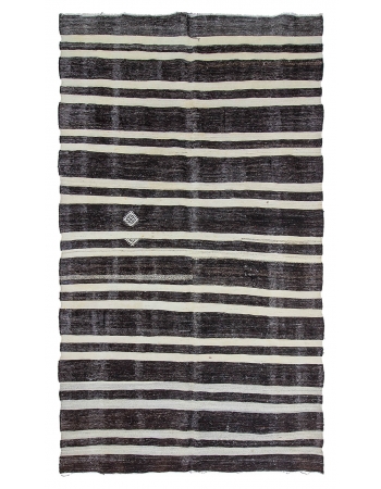 Striped Vintage Turkish Kilim Rug - 6`5" x 10`10"