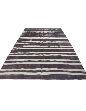 Striped Vintage Turkish Kilim Rug - 6`5