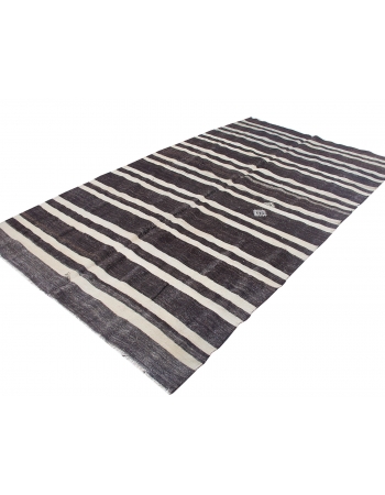 Striped Vintage Turkish Kilim Rug - 6`5