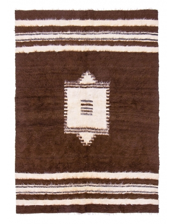 Brown Vintage Turkish Blanket Kilim Rug - 4`2