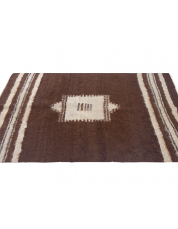 Brown Vintage Turkish Blanket Kilim Rug - 4`2