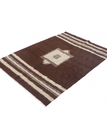 Brown Vintage Turkish Blanket Kilim Rug - 4`2