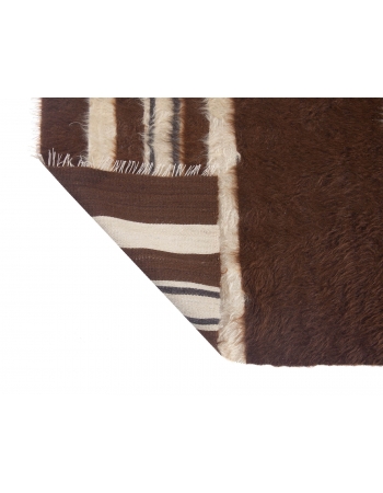 Brown Vintage Turkish Blanket Kilim Rug - 4`2