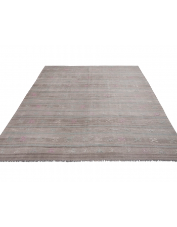 Faded Vintage Turkish Kilim Rug - 6`7