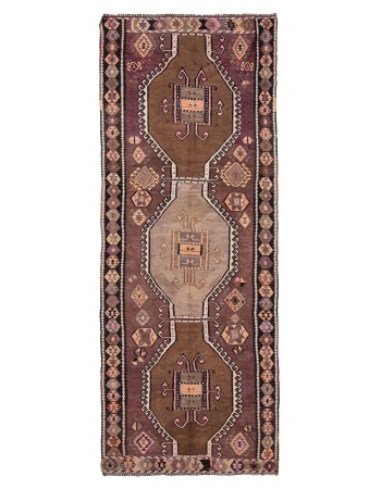 Vintage Decorative Turkish Kars Kilim Rug - 4`8