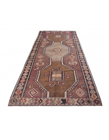 Vintage Decorative Turkish Kars Kilim Rug - 4`8