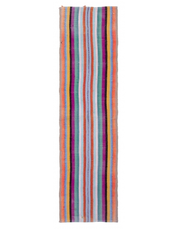 Colorful Striped Vintage Kilim Runner - 2`2" x 9`1"