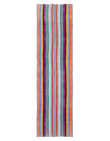 Colorful Striped Vintage Kilim Runner - 2`2" x 9`1"
