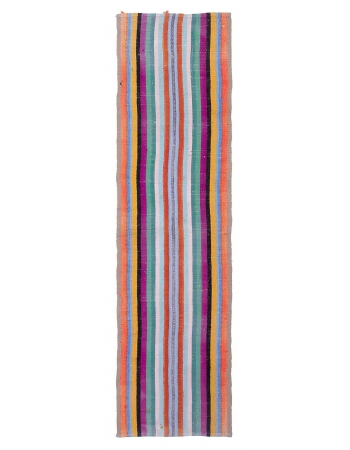 Colorful Striped Vintage Kilim Runner - 2`2