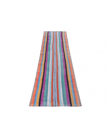 Colorful Striped Vintage Kilim Runner - 2`2