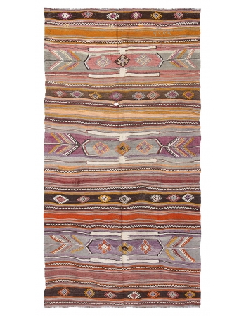 Vintage Turkish Decorative Kilim Rug - 4`11