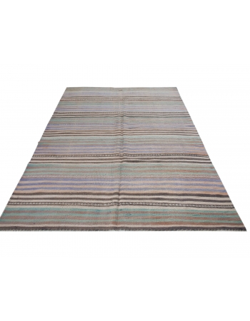 Striped Vintage Faded Kilim Rug - 5`7