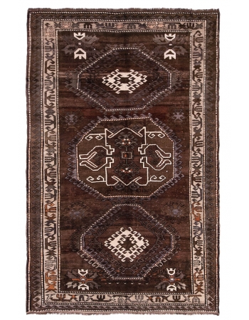 Decorative Vintage Brown Kars Rug - 6`11" x 10`10"