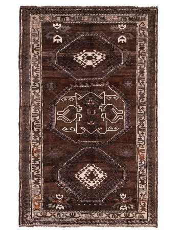 Decorative Vintage Brown Kars Rug - 6`11" x 10`10"