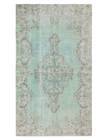 Green Vintage Turkish Oushak Rug - 4`7" x 7`9"