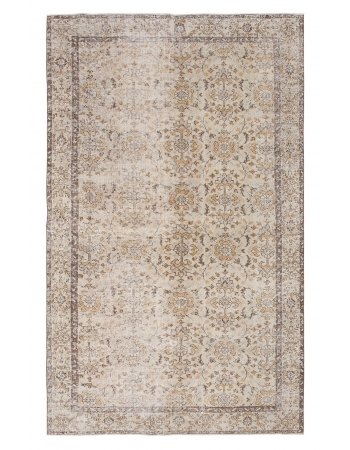 Neutral Floral Vintage Oushak Rug - 6`0" x 9`10"