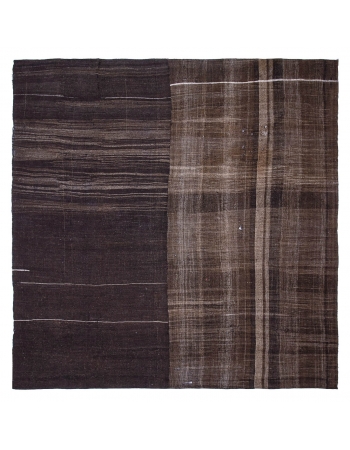 Square Large Vintage Brown Kilim Rug - 11`10" x 11`10"