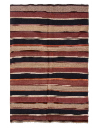 Striped Vintage Kars Kilim Rug - 5`1" x 7`10"