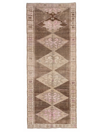 Vintage Decorative Turkish Kars Wool Rug - 5`9" x 14`7"