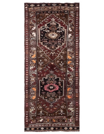 Vintage Turkish Kars Wool Rug - 4`10" x 12`4"