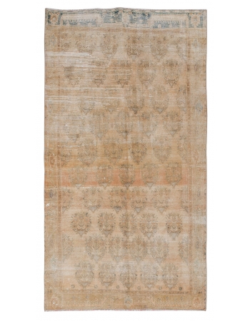 Vintage Washed Out Tabriz Wool Rug - 4`11" x 9`1"