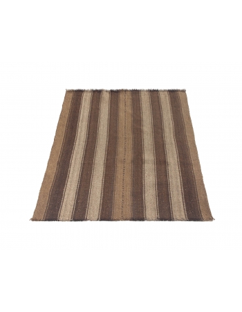 Small Vintage Striped Brown Kilim Rug - 2`8