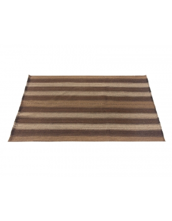 Small Vintage Striped Brown Kilim Rug - 2`8