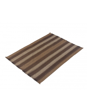 Small Vintage Striped Brown Kilim Rug - 2`8