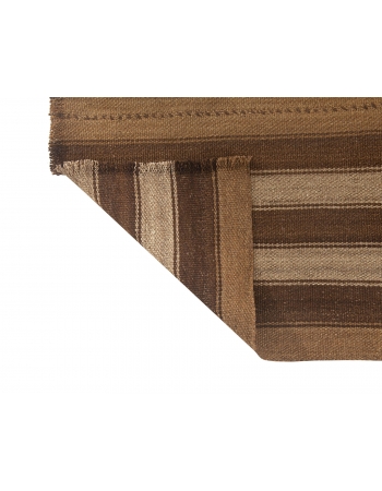 Small Vintage Striped Brown Kilim Rug - 2`8