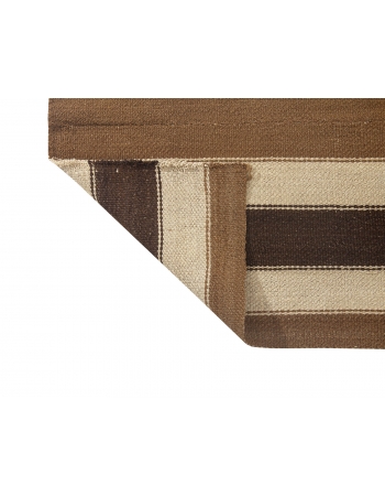 Striped Vintage Brown Kilim Runner Rug - 2`3