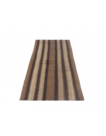 Vintage Brown Turkish Kilim Rug - 2`9