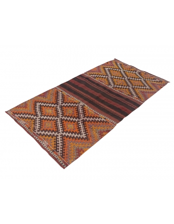Embroidered Small Vintage Kilim Rug - 3`5